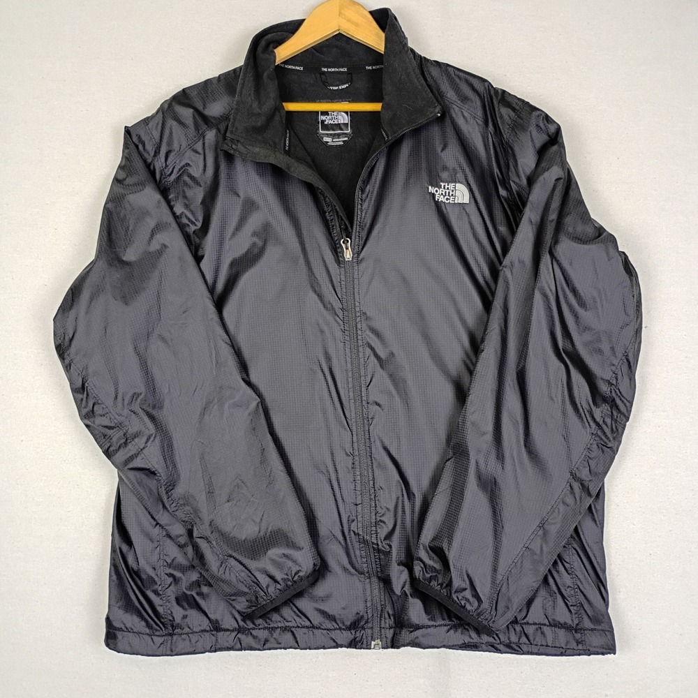 The North Face Mens XXL Black Ripstop Windbreaker Fleece Lined Full Zip Jacket